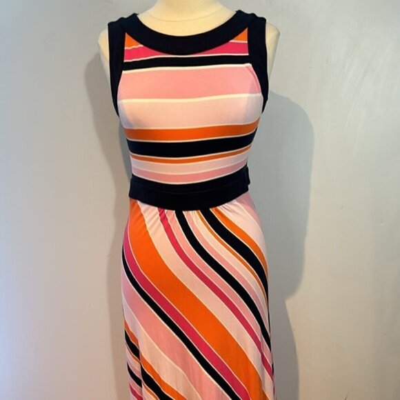 Land’s end stretch Lycra striped maxi dress size small - Picture 2 of 14